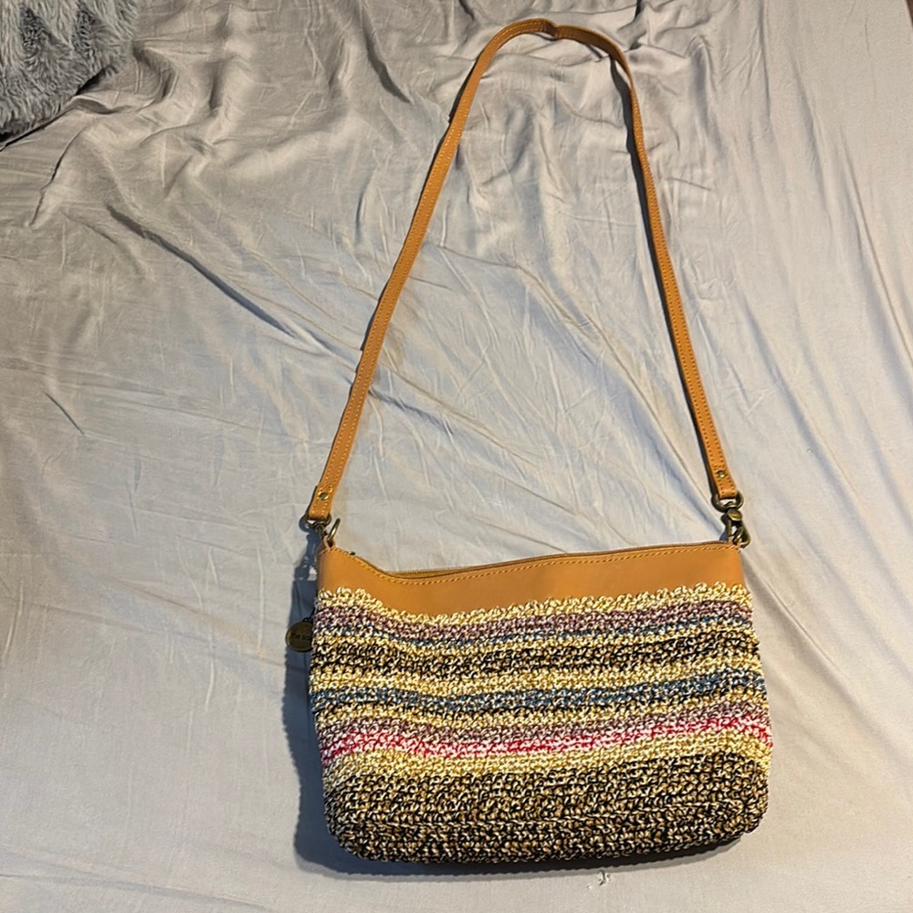 The Sak Striped Crossbody Bag with Tan Strap